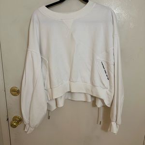 Diesel ruffle cropped logo sweatshirt with ruffle tie detail white